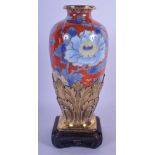 A FINE 19TH CENTURY JAPANESE MEIJI PERIOD PORCELAIN VASE with European silver mounts. 21 cm high.