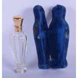 A CASED FRENCH 18CT GOLD TOPPED SCENT BOTTLE. Bottle 9.3cm x 3cm, weight 44g