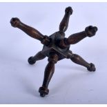 AN UNUSUAL ANTIQUE TREEN CROSS. 14 cm x 14 cm.