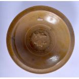 A 15TH/16TH CENTURY CHINESE CELADON LONGQUAN BOWL Ming, decorated with two applied fish, with lotus