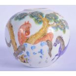 AN EARLY 20TH CENTURY CHINESE FAMILLE ROSE PORCELAIN BRUSH WASHER Guangxu, bearing Daoguang marks to