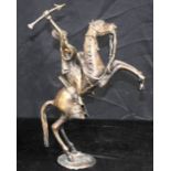 An African Tribal Bukina bronze horse and rider 38cm. (2)