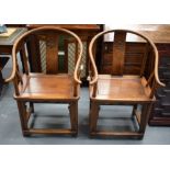 PAIR 19TH CENTURY CHINESE HORSESHOE CHAIRS IN MING STYLE HARDWOOD NANMU. A very elegant pair of 19t