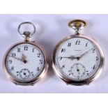 TWO SILVER POCKET WATCHES. 151 grams overall. Largest 5 cm diameter. (2)