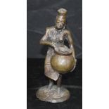 An African Tribal bronze figure of a female 19cm.