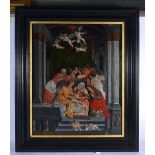 European School (19th Century) Oil on board, Saints within a temple. Image 56 cm x 46 cm.