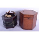 A CASED 19TH CENTURY FOURTY EIGHT BUTTON LACHENAL & CO LONDON CONCERTINA with steel reeds. 15 cm x 1