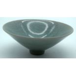 A small Chinese porcelain Celadon crackle glazed conical bowl 6 x 14cm .