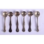 SIX SILVER SALT SPOONS. Length 5cm, weight 149