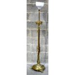 AN ANTIQUE FRENCH GILT BRONZE FLOOR LAMP, nicely decorated with acanthus moulding and eagle taloned