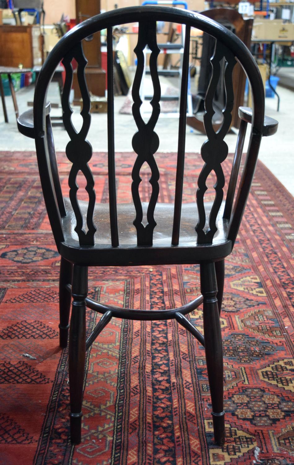 AN 18TH CENTURY DRAUGHT-BACK OAK COUNTRY CHAIR beautifully decorated with three draught counters car - Image 2 of 3