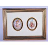 A CHARMING PAIR OF 19TH CENTURY FRENCH SEVRES PORCELAIN PLAQUES depicting putti & urns. Each plaque