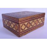 A LOVELY LATE VICTORIAN TOOLED LEATHER COUNTRY HOUSE RECTANGULAR BOX decorated all over with lozenge