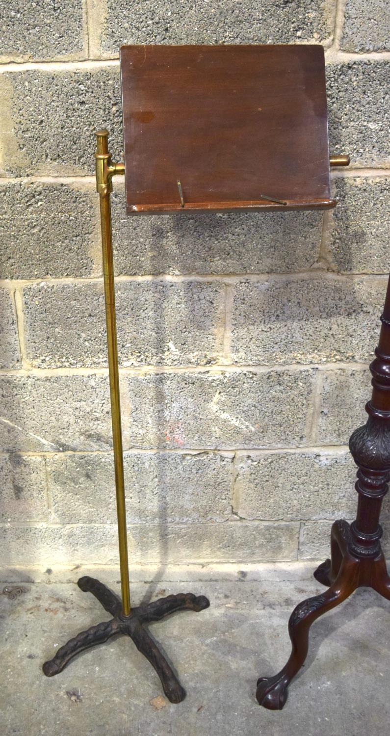 A LOVELY CHIPPENDALE STYLE TORCHERE, alongside a music stand and a slender black stand. Largest 156 - Image 2 of 5