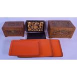 JAPANESE TAISHO PERIOD LACQUER TRAYS together with Chinese carvings etc. (qty)