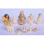 THREE JAPANESE TAISHO PERIOD CARVED IVORY NETSUKES together with various others. (qty)