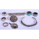 VINTAGE SILVER JEWELLERY etc. 47 grams. Largest 5.75 cm wide. (qty)