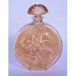 A VERY RARE FRENCH RENE LALIQUE SCENT BOTTLE AND STOPPER decorated with nude nymphs in various pursu