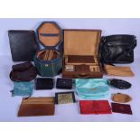 TWO LEATHER JEWELLERY BOXES together with leather purses etc. (qty)
