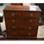 A 19TH CENTURY MAHOGANY AND PINE CHEST OF DRAWERS with five drawers. 95 x 95 x 44 cm.