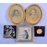 English School (C1900) Pair of painted ivory miniatures, together with others. Largest image 20 cm x