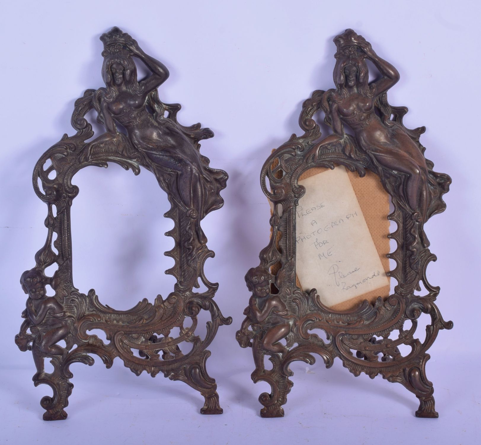 AN EARLY POLISHED BRONZE PLAQUE PORTRAIT OF A FEMALE together with other bronzes, fire guards etc. ( - Image 2 of 6