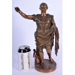 A 19TH CENTURY EUROPEAN BRONZE FIGURE OF JULIUS CEASER modelled with one hand raised, decorated with