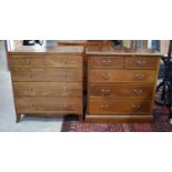 TWO ANTIQUE STRAIGHT FRONTED CHEST OF DRAWERS. 108 x 99 x 50 cm. (2)