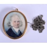 A GEORGE III PAINTED IVORY PORTRAIT MINIATURE. 37 grams. 5.75 cm x 5 cm.