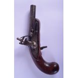 AN 18TH CENTURY CONTINENTAL FRUITWOOD PISTOL with steel fittings. 18 cm long.