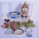 A PAIR OF ROYAL WORCESTER CANDLESTICKS together with a Japanese bowl etc. (10)