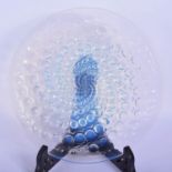 A FRENCH R LALIQUE IRIDESCENT BLUE GLASS PLATE decorated with tentacle like circular motifs. 25 cm d
