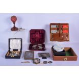 A BOX OF COLLECTABLES including a tin plate fighter plane, a photograph frame etc. (qty)