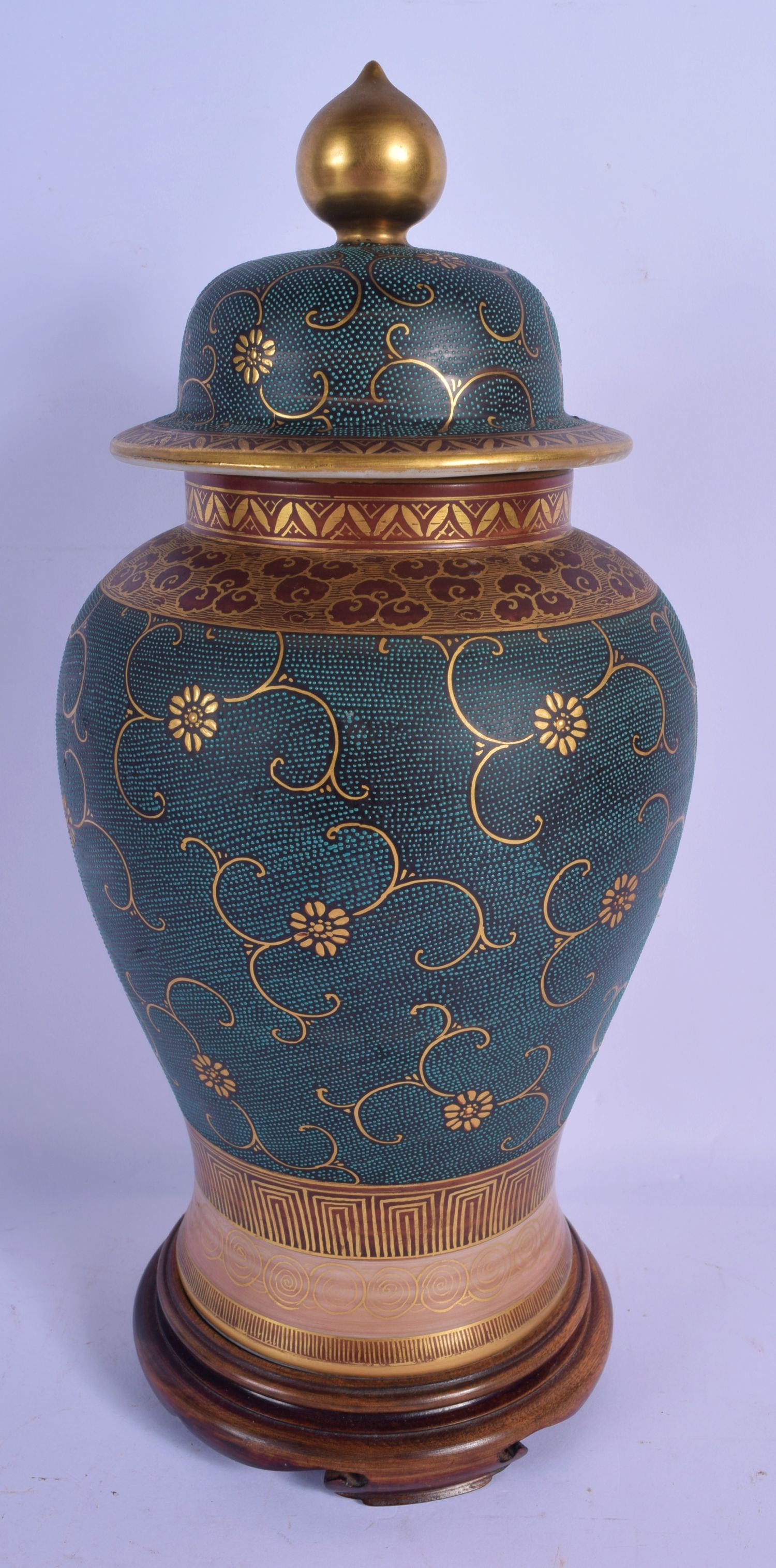 A 19TH CENTURY JAPANESE MEIJI PERIOD OVER ENAMELLED PORCELAIN VASE AND COVER painted with foliage. 3 - Image 2 of 6