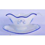 A RUSSIAN PORCELAIN SAUCE TUREEN with matching soon. 24 cm x 12 cm. (2)