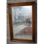 A LARGE ANTIQUE COUNTRY HOUSE MIRROR. 141 x 95 cm