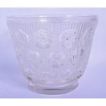 A FRENCH R LALIQUE EDELWEISS CLEAR GLASS BOWL C1937 decorated with floral motifs. 16 cm x 18 cm.