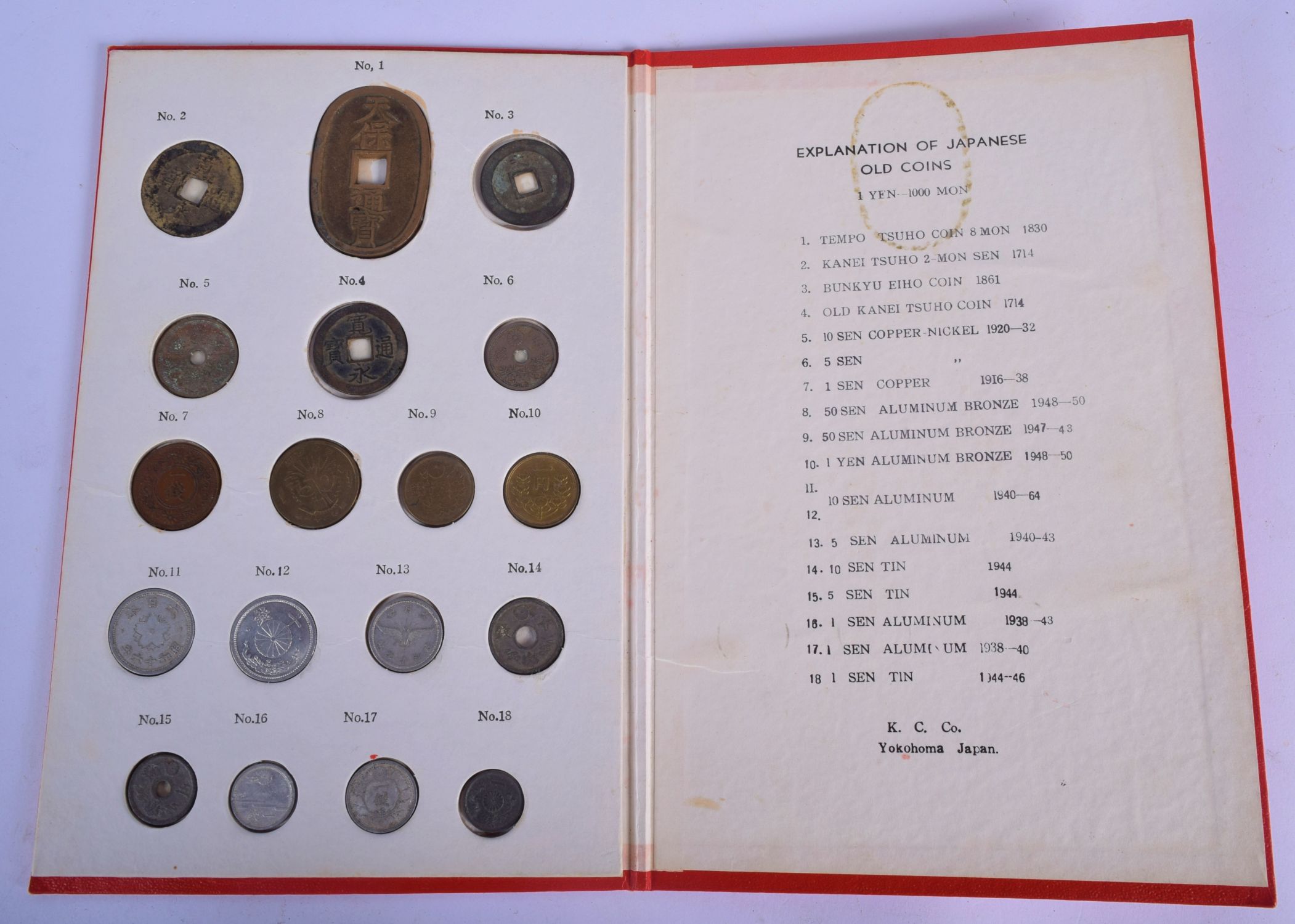 A PROOF SET OF JAPANESE COINS K C Co Yokohama Japan, together with a book of coins. (qty) - Image 2 of 7