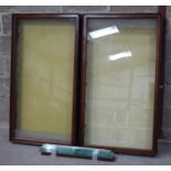 A PAIR OF ANTIQUE COUNTRY HOUSE WALL HANGING DISPLAY CABINETS with glass doors shelves. 126 x 72 x 1