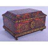 A MID 19TH CENTURY FRENCH BOULLE WORK BRONZE MOUNTED CASKET decorated with lozenge motifs and foliag