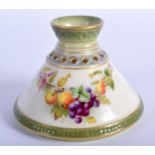Royal Worcester rare shaped vase with pierced neck painted with fruit, shape 1885, date code 1906. 7