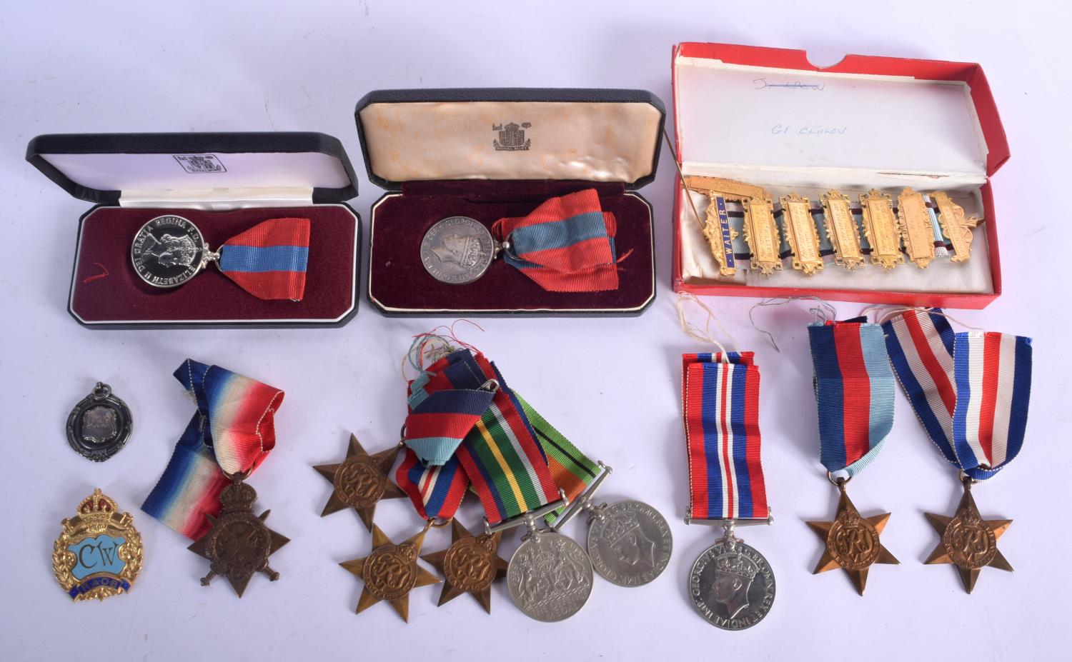 A MIXED LOT OF MEDALS BOTH MILITARY AND CIVIL INCLUDING IMPERIAL SERVICE MEDALS PRESENTED TO Robert