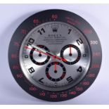 A ROLEX SHOP DISPLAY ADVERTISING WALL CLOCK. 33 cm diameter.