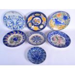 SEVEN LARGE STYLISH SPANISH POTTERY DISHES modelled in the 17th/18th century style. Largest 27 cm di