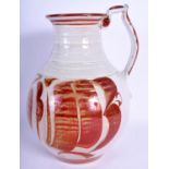 A LARGE ALDERMASTON POTTERY LUSTRE PITCHER by Alan Caiger-Smith, 1984, in silver and copper-red colo