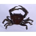 A JAPANESE BRONZE CRAB OKIMONO. 280 grams. 10.5 cm x 8.5 cm.