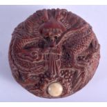 A JAPANESE DRAGON BOX. 55 grams. 6.5 cm x 3.5 cm.