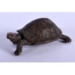 A BRONZE OKIMONO IN THE FORM OF A TORTOISE. 5.3cm x 3.3cm, weight 83.6g