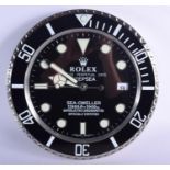 A ROLEX SHOP DISPLAY ADVERTISING WALL CLOCK. 33 cm diameter.