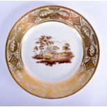 A LATE 18TH CENTURY DERBY PORCELAIN PLATE painted with a view of Malvern in Worcestershire. 22 cm di